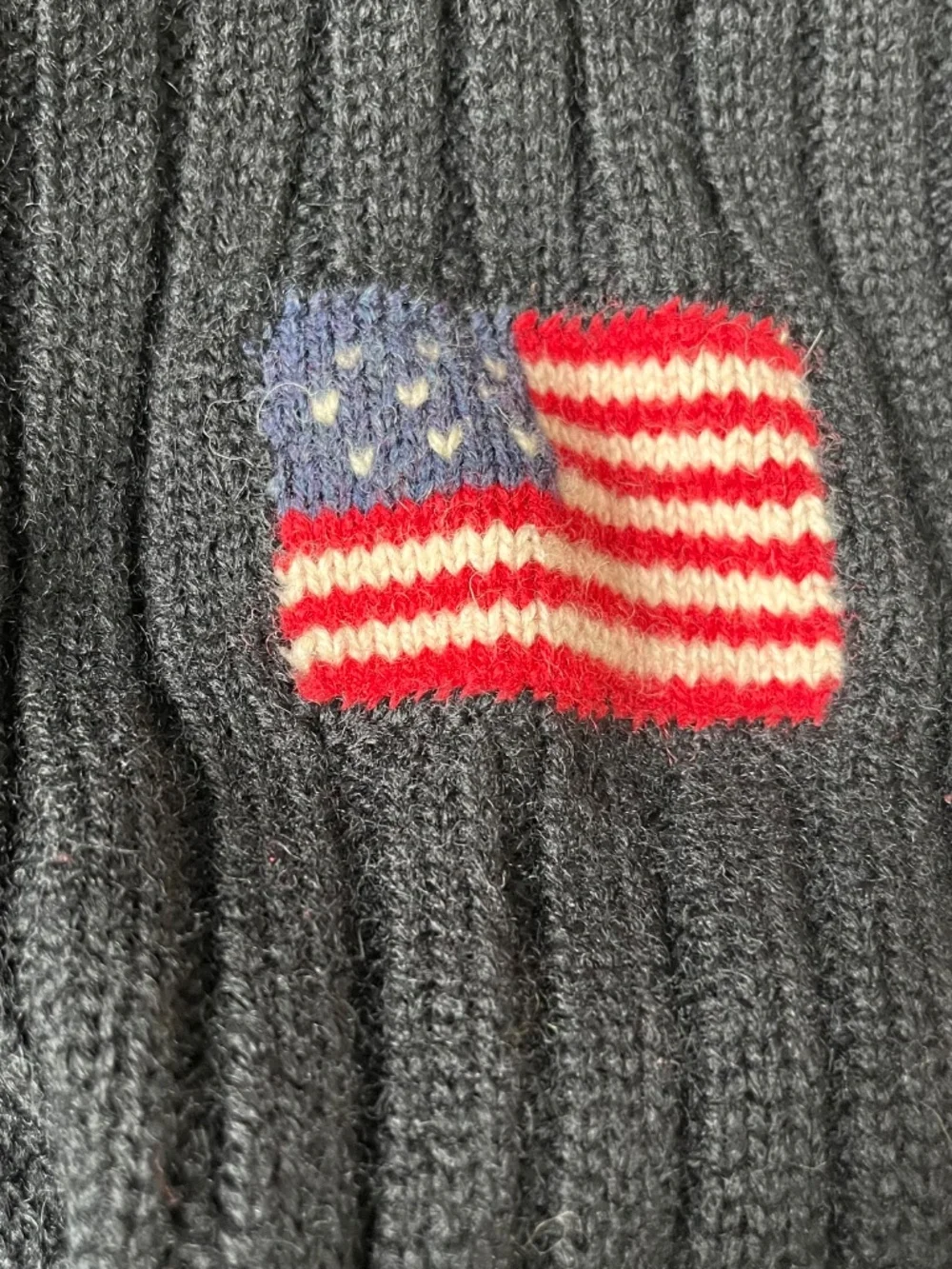 Vintage Polo Sport Ralph Lauren Ribbed US Flag Military Commando Sweater Wool